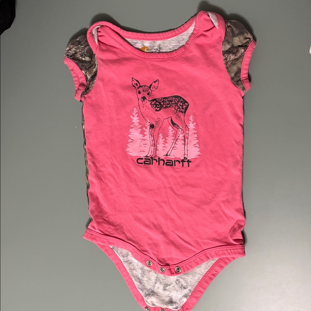 Carhartt Pink and Camo Baby Onesie